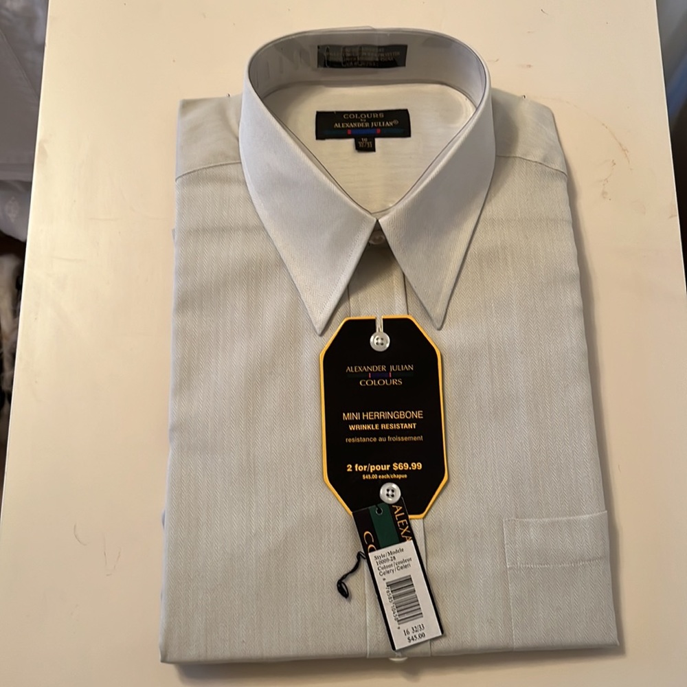 **2 for $30** Alexander Julian wrinkle resistant mini herringbone shirt, size 16